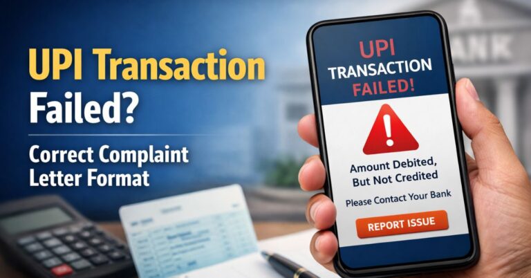UPi transaction failed complaint letter formate