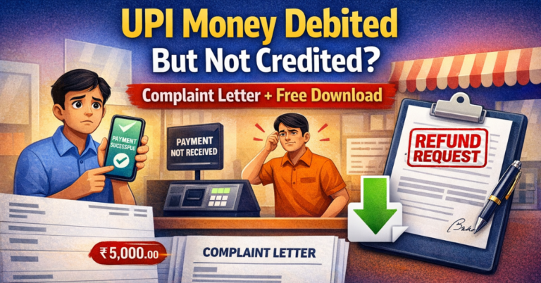 UPI money debited but not credited complaint letter and refund download illustration